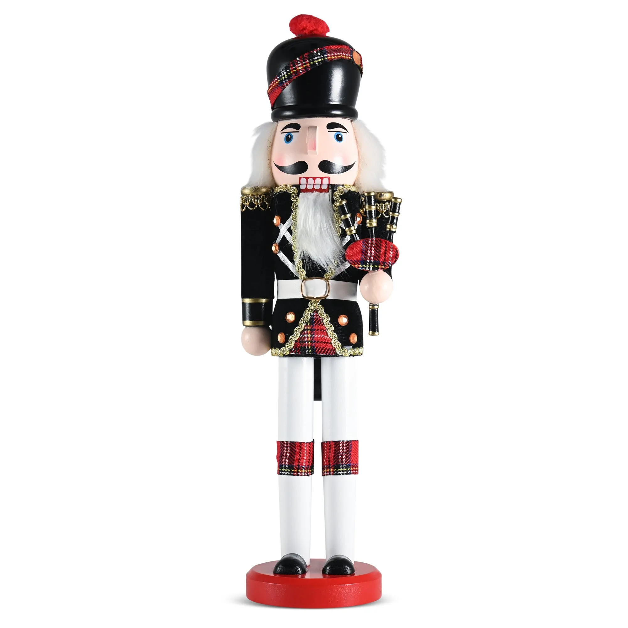 Ornativity Christmas Bagpipe Soldier Nutcracker – Red and Black Wooden Nutcracker Soldier with Bagpipe Xmas Themed Holiday Nut Cracker Doll Figure Decorations