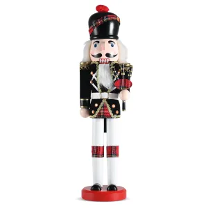 Ornativity Christmas Bagpipe Soldier Nutcracker – Red and Black Wooden Nutcracker Soldier with Bagpipe Xmas Themed Holiday Nut Cracker Doll Figure Decorations