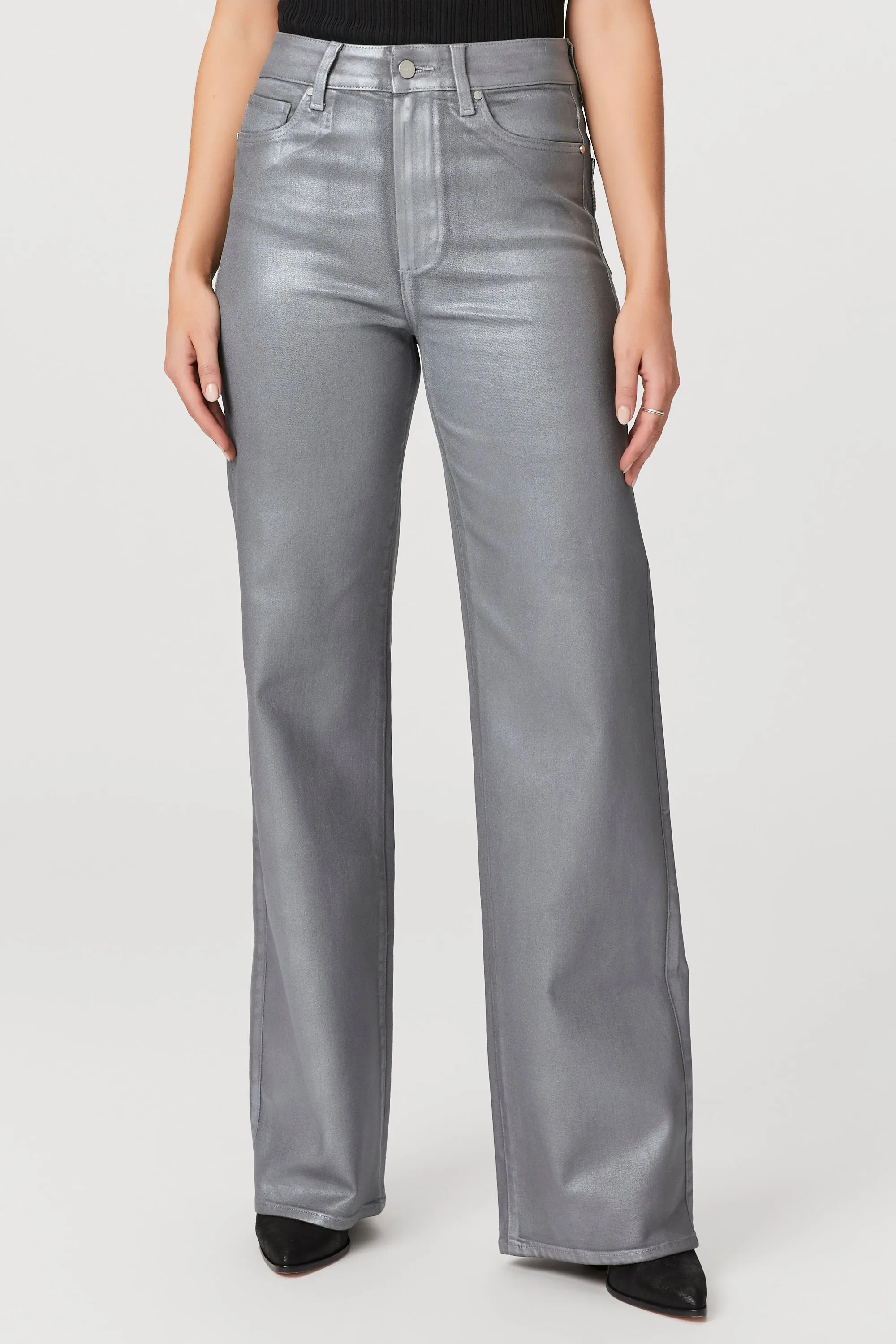 Paige Premium Denim - Sasha Pant in SIlver Shimmer Luxe Coating