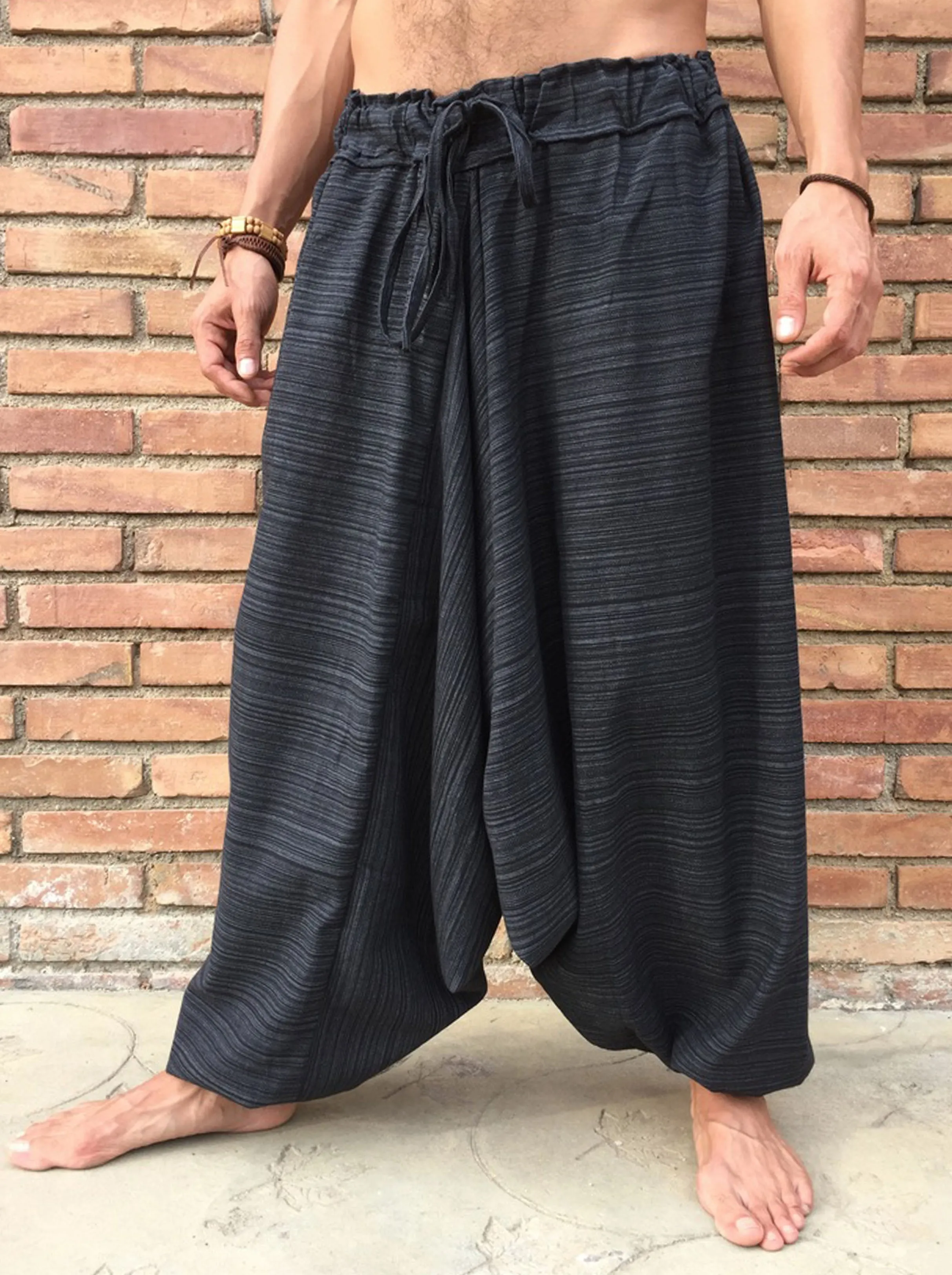 Pinstripe Boho Pants Black - Seconds