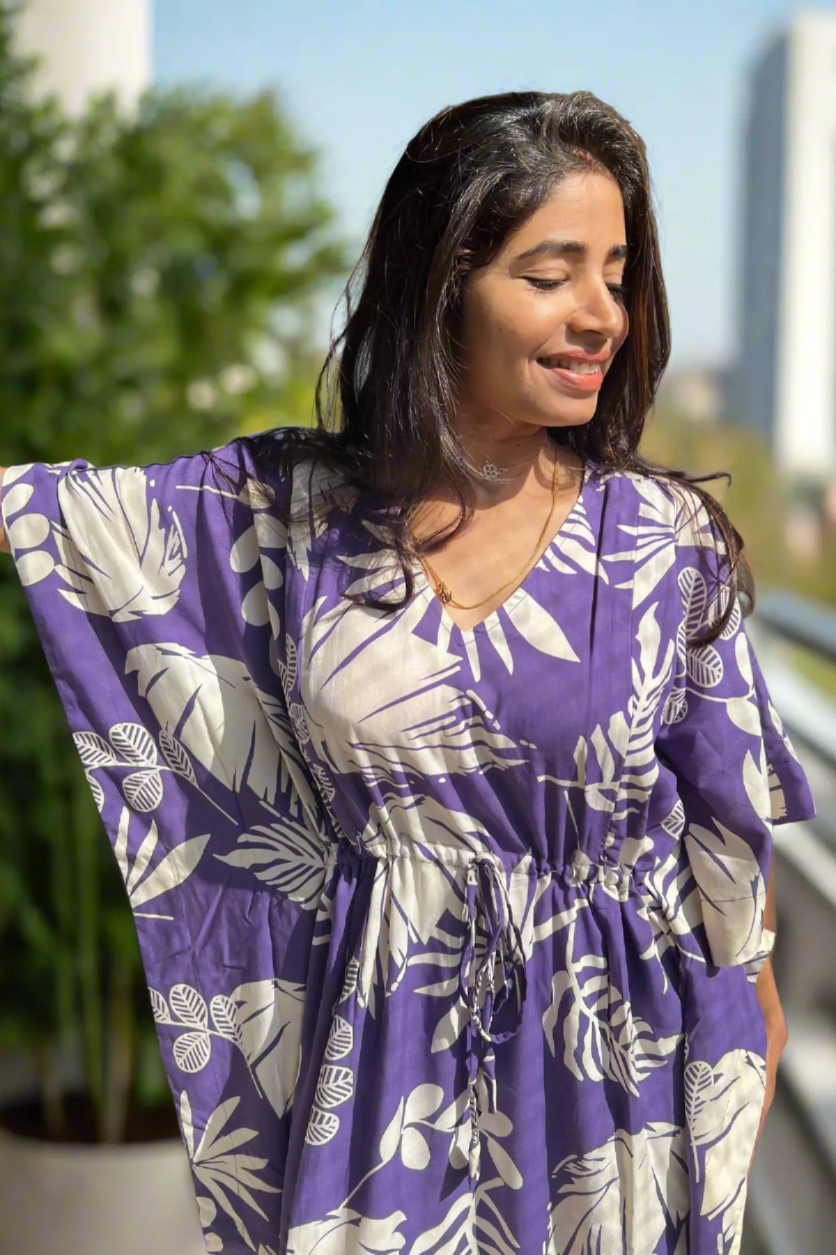 Purple Maternity & Feeding Kaftan