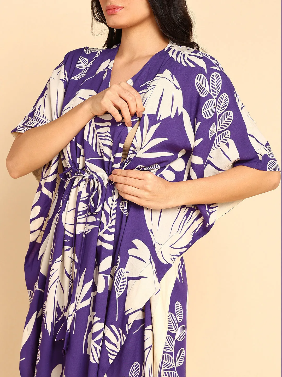 Purple Maternity & Feeding Kaftan