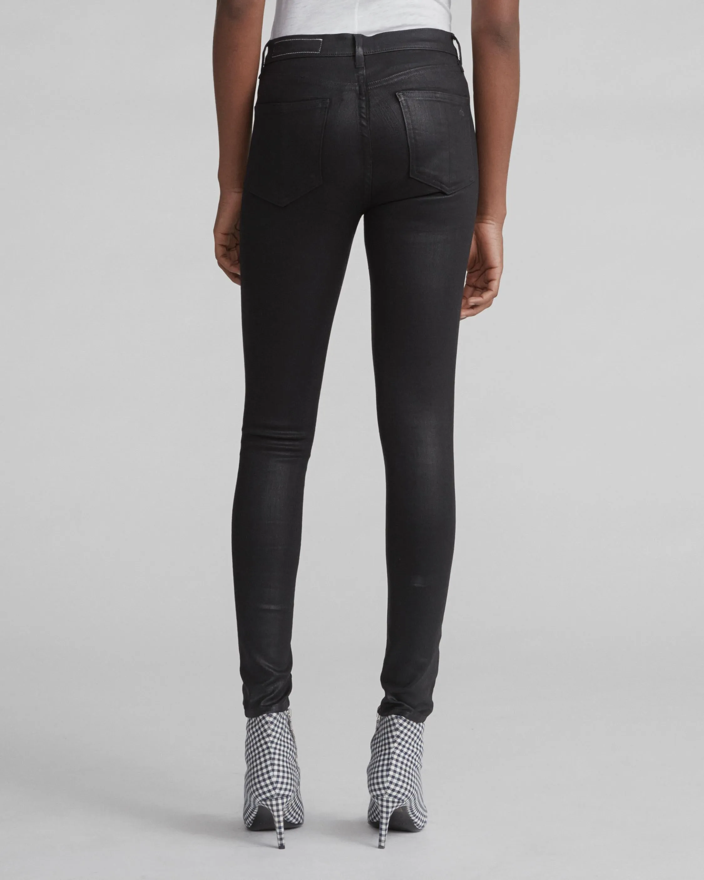 Rag & Bone- HIGH RISE SKINNY Shiny Black