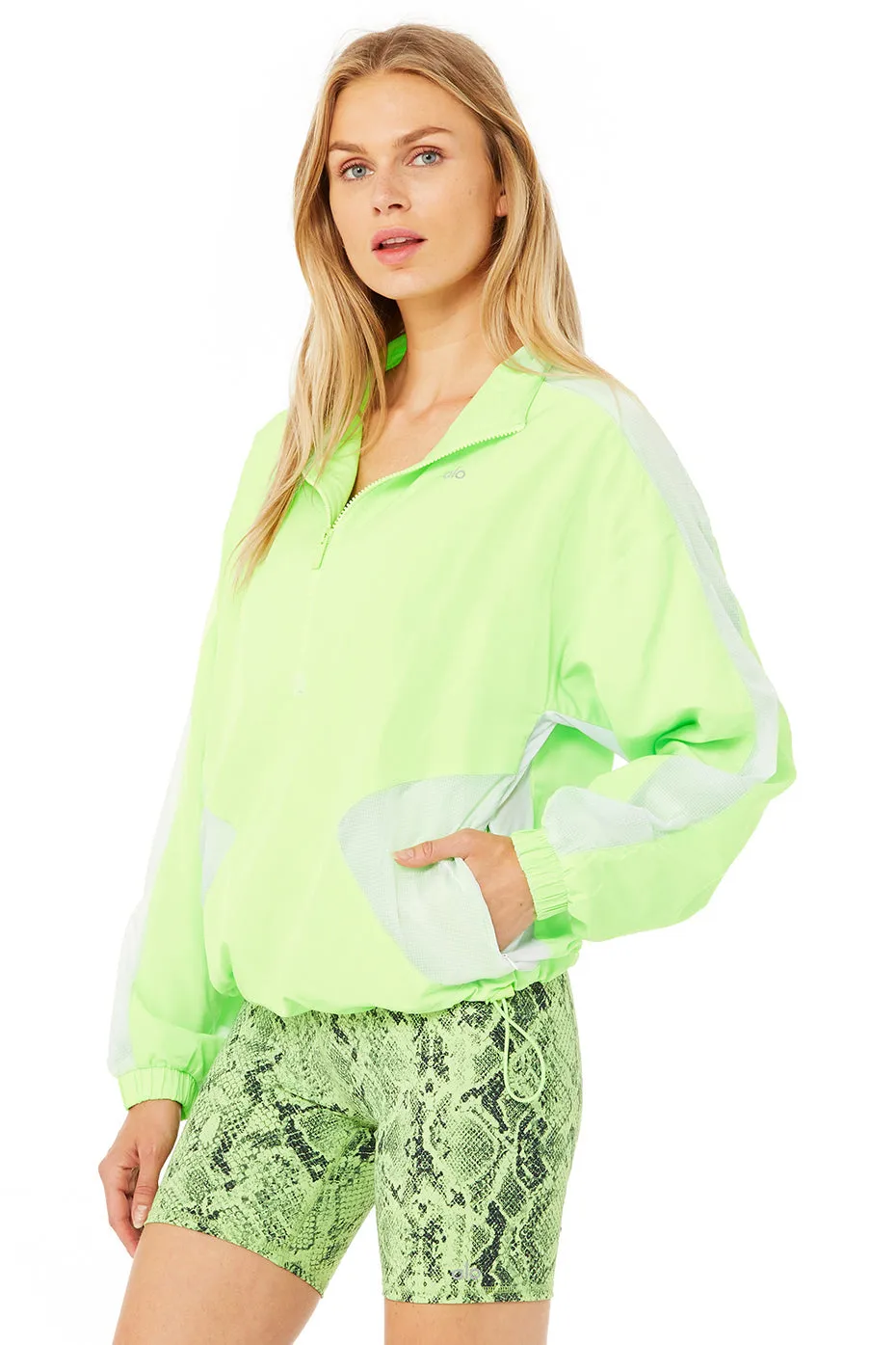 Renewal Half Zip Pullover - Neon Lime/White