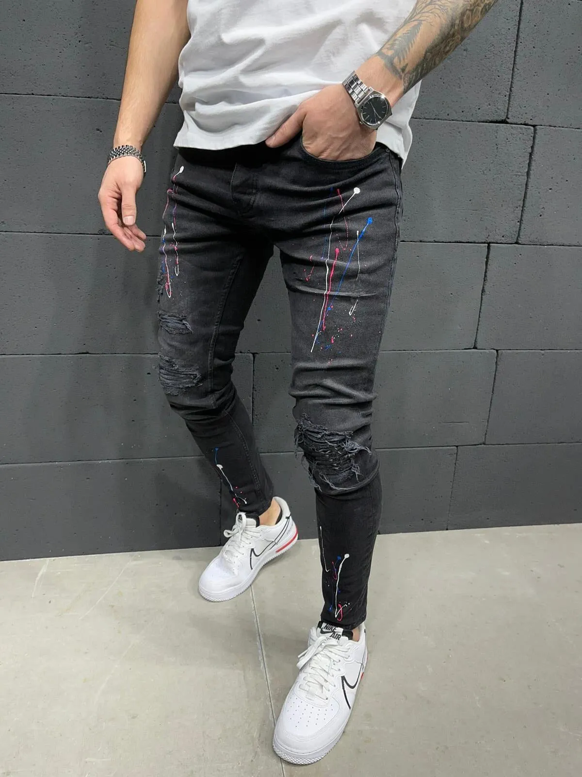 Ripped Stretch Fashion Jeans Pant