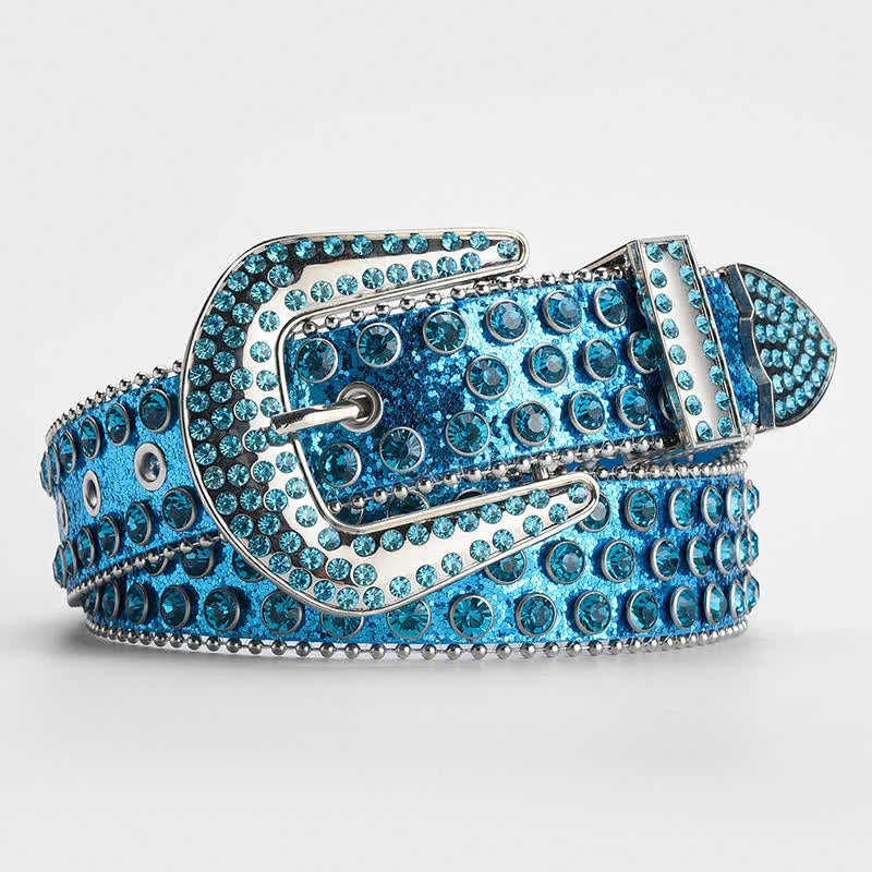 Shinning Rhinestone Crystal Studded Leather Belt