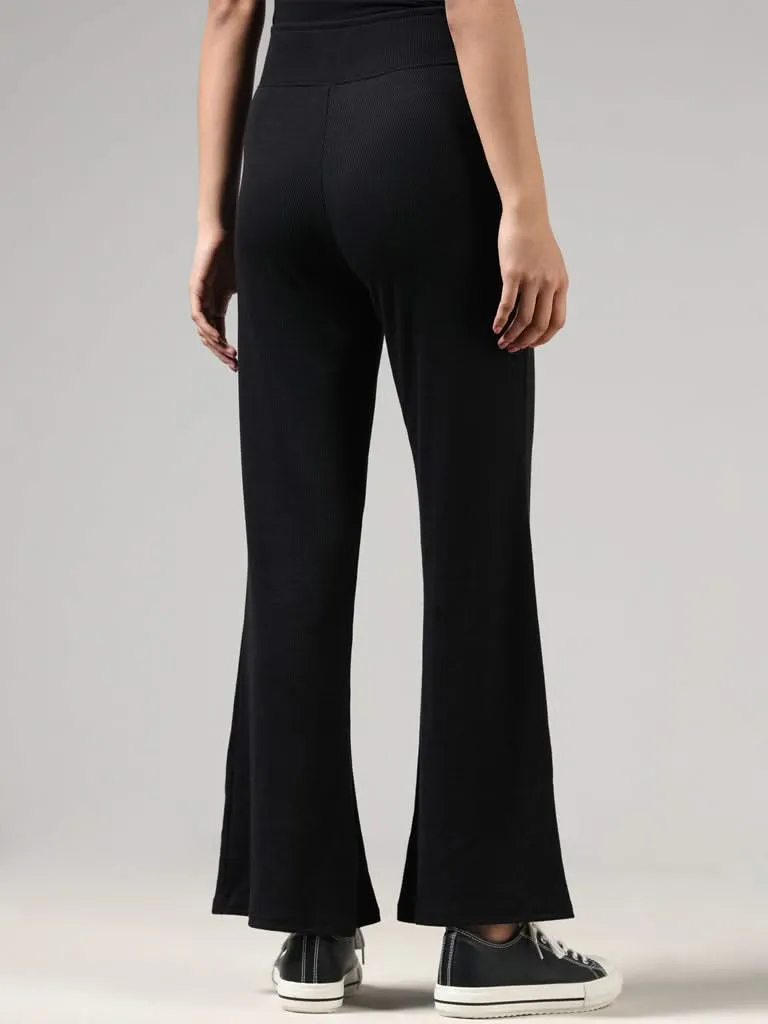 Superstar Solid Black Wide Leg Pants