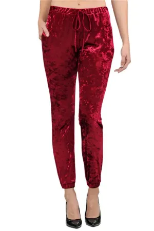 TEEK - BURGUNDY SOLID ICE VELVET JOGGERS PANTS