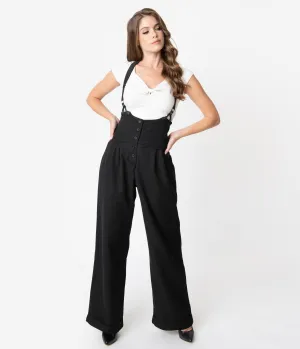 Unique Vintage 1930s Black Thelma Suspender Pants