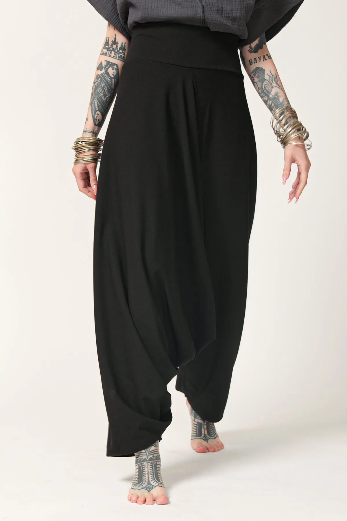 Unisex Black Harem Pants