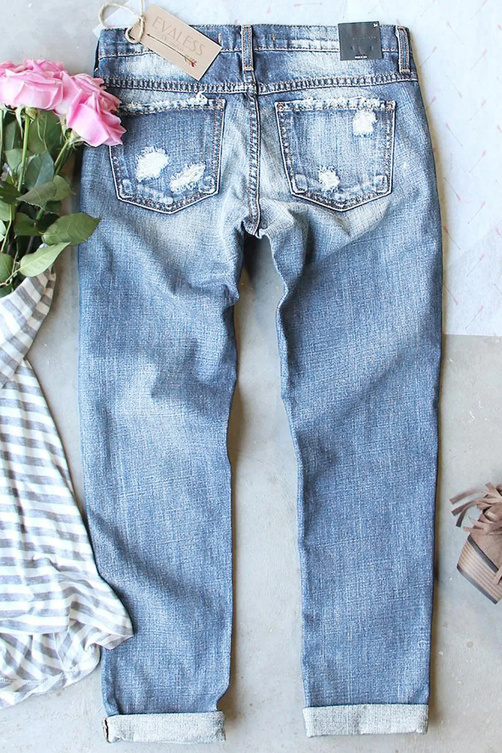 Valentines Day Love Heart Print Women's Jeans Ripped Jeans