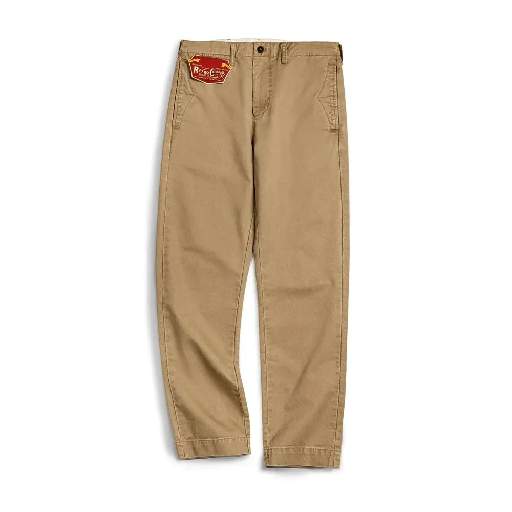 Vintage Khaki Casual Pants - Amekaji Twill Cotton Straight Pants